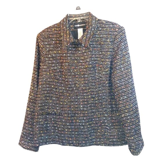SAG HARBOR Women’s Jacket Size 14 Multi-Color Tweed Zip-Up Lined Blazer Coat - Picture 4 of 13